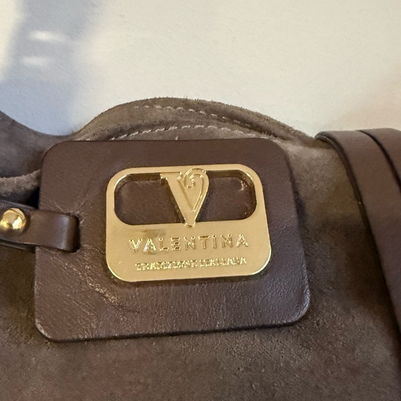 Valentina Brown Suede Shoulder Bag with Dark Leather Strap & Gold Hardware - Picture 6 of 8